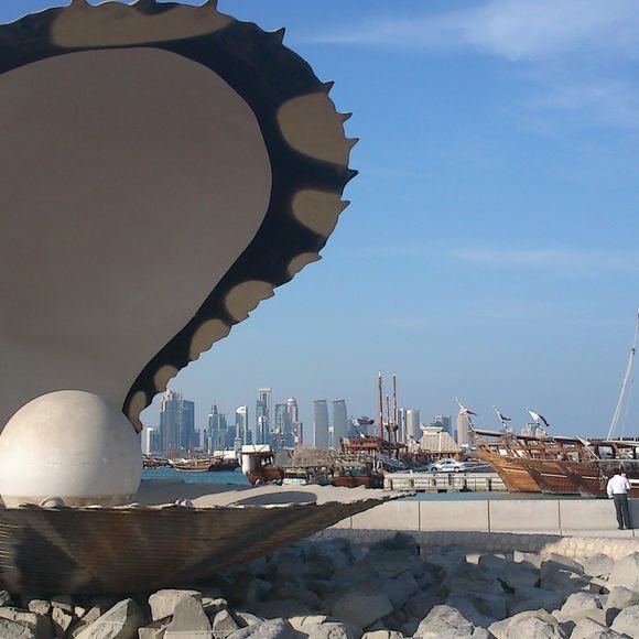 The Pearl Monument at Doha Corniche