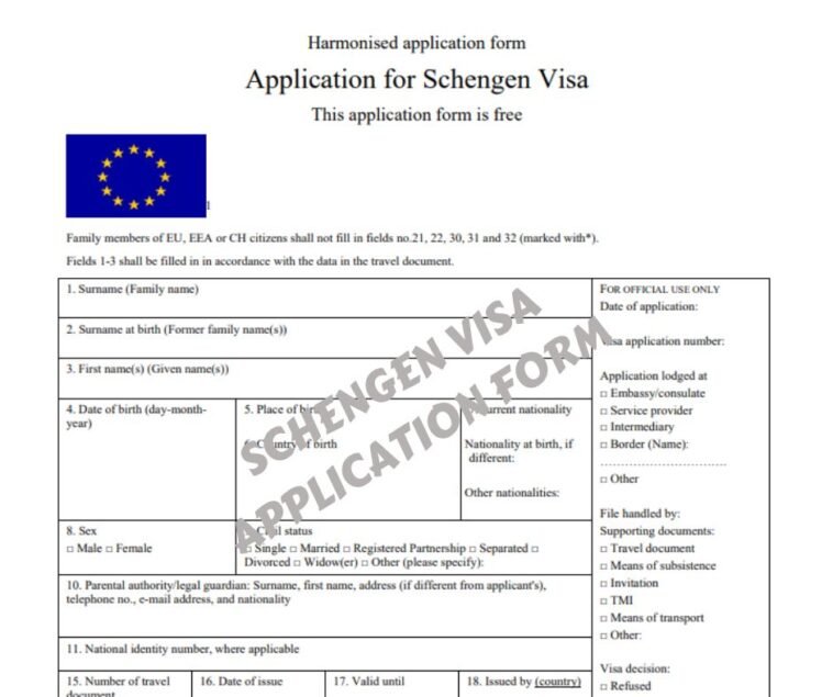 Schengen Visa Application Form
